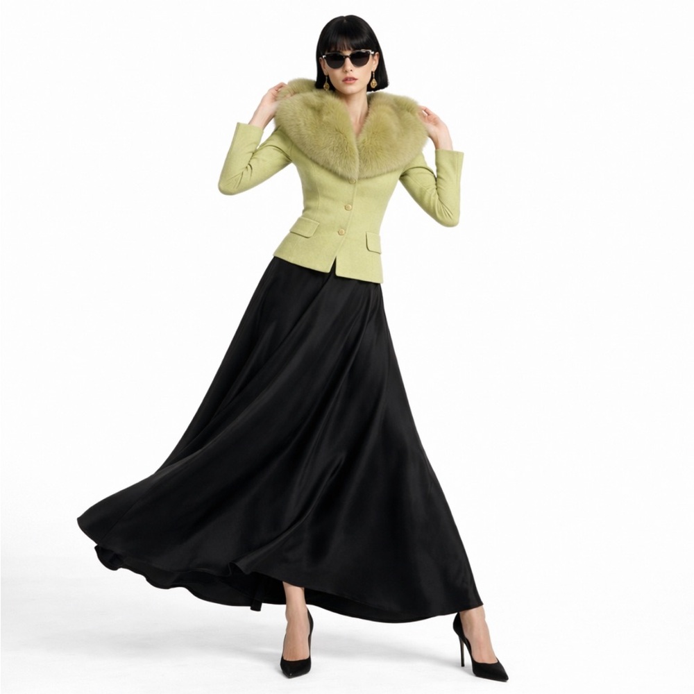 100% silk Elegant Black Satin Skirt